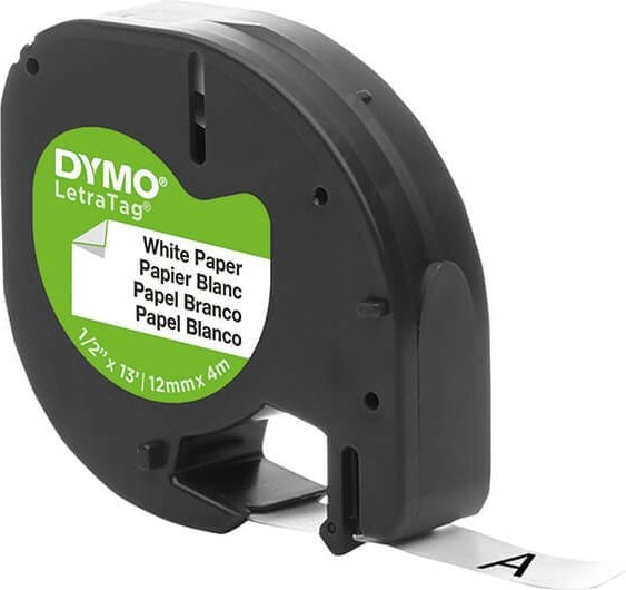 Schriftbänder Dymo LT 91220/S0721510, Papier, schwarz auf weiß, 12mm/4m