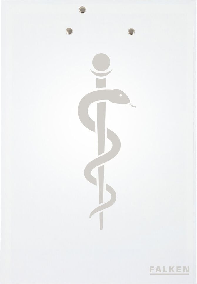 Klemmbretter Falken MediBoard 22002656, A4, Pappkern mit glanzkaschiertem Außenbezug, Metallklemme kurze Seite, Stiftehalter, Aufhängöse, abwischbar und wasserabweisend, weiß, weiß