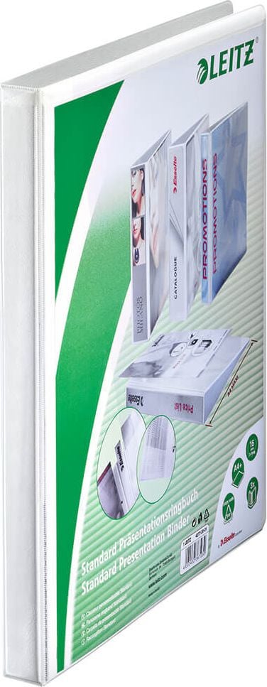 Präsentationsringbuch Leitz Standard 42770001, A4, 2 Ringe, 30mm Rücken, 16mm
Ringdurchmesser/Füllhöhe, weiß, Pack 6 Stück, weiß