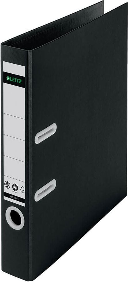 Ordner A4 Leitz Recycle 1019, 50mm, A4, 5 cm Rücken, mit Griffloch, schwarz, Blauer Engel, FSC