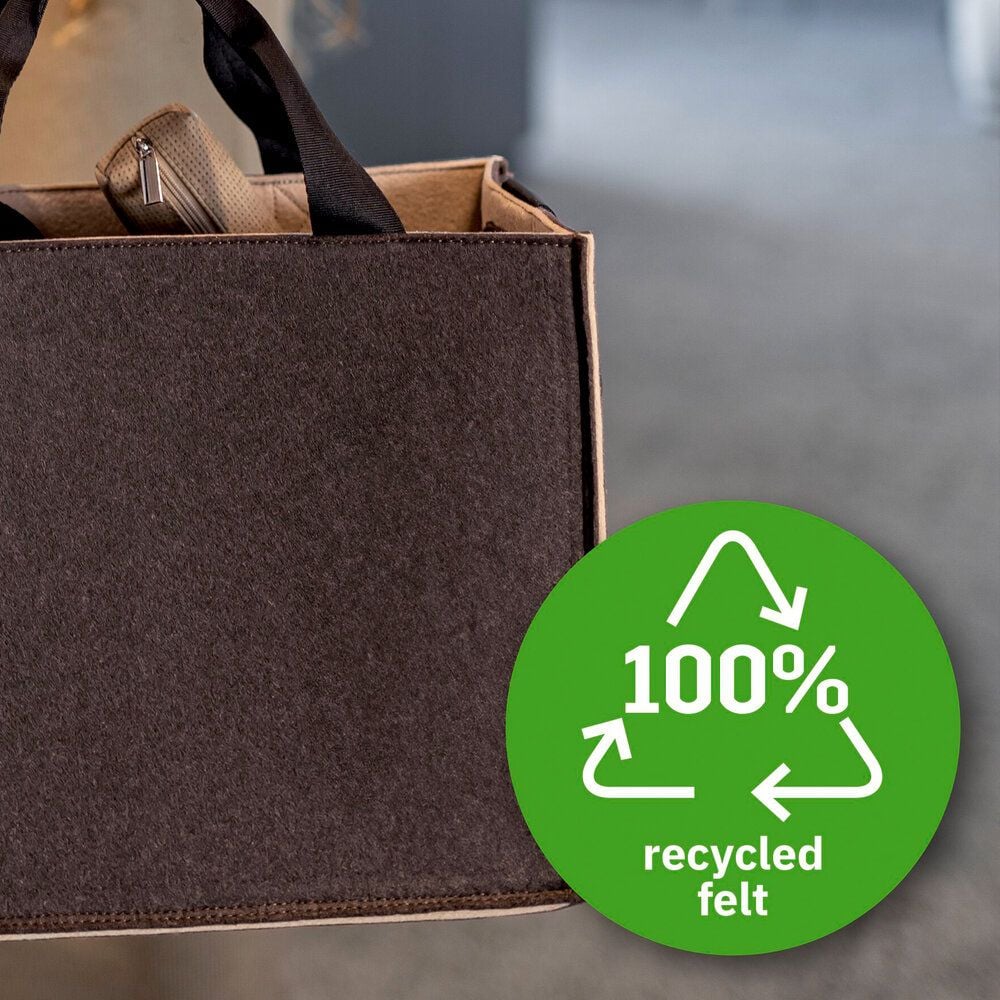 Aufbewahrungstasche Sigel Desk Sharing Bag Bicolor M BA422, für Laptops bis 15,4 Zoll, 100% recycelter PET-Filz, 2 Fächer, 5 separate Einsteckfächer, braun/beige