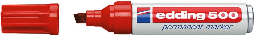 Permanentmarker Edding 500, ca. 2-7mm, Keilspitze, Schaft 100% recyceltes Aluminium, rot
