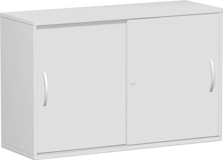 Aktenschrank Geramöbel Flex S-312253, 120x79,8x42,5cm (BxHxT), 2 Schiebetüren, 1
Fachboden, 2 Ordnerhöhen, Bogengriff,
abschließbar, hellgrau