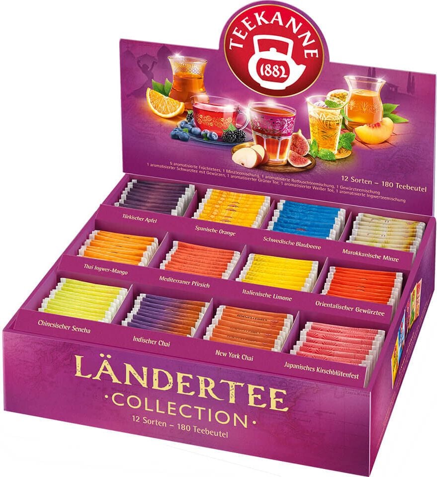 Tee Teekanne Ländertee-Collection Box 7940, Beuteltee, Pack 180 Beutel, Gesamtfüllgewicht 383g
