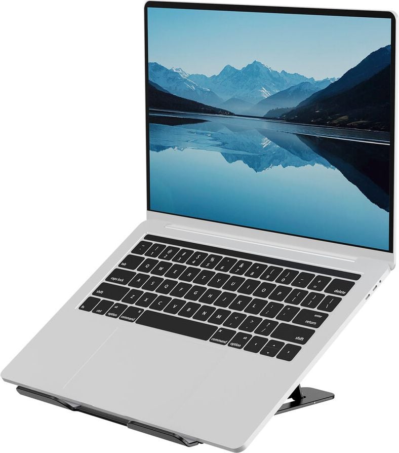 Notebookständer Fellowes Alumia, bis 15 Zoll Notebooks, flach zusammenklappbar,
6 stufig höhenverstellbar, 93% recyceltes Material, Aluminium, schwarz