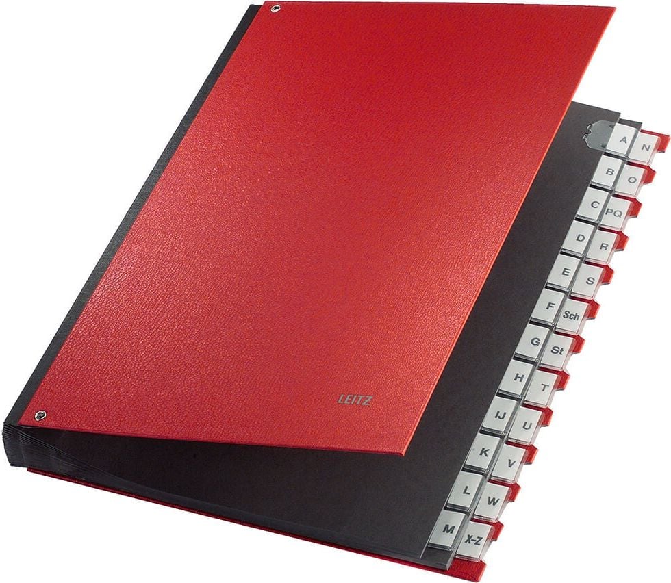 Pultordner Leitz A-Z 5924, 24 Fächer, Graupappe, Kunststoff überzogen, rot