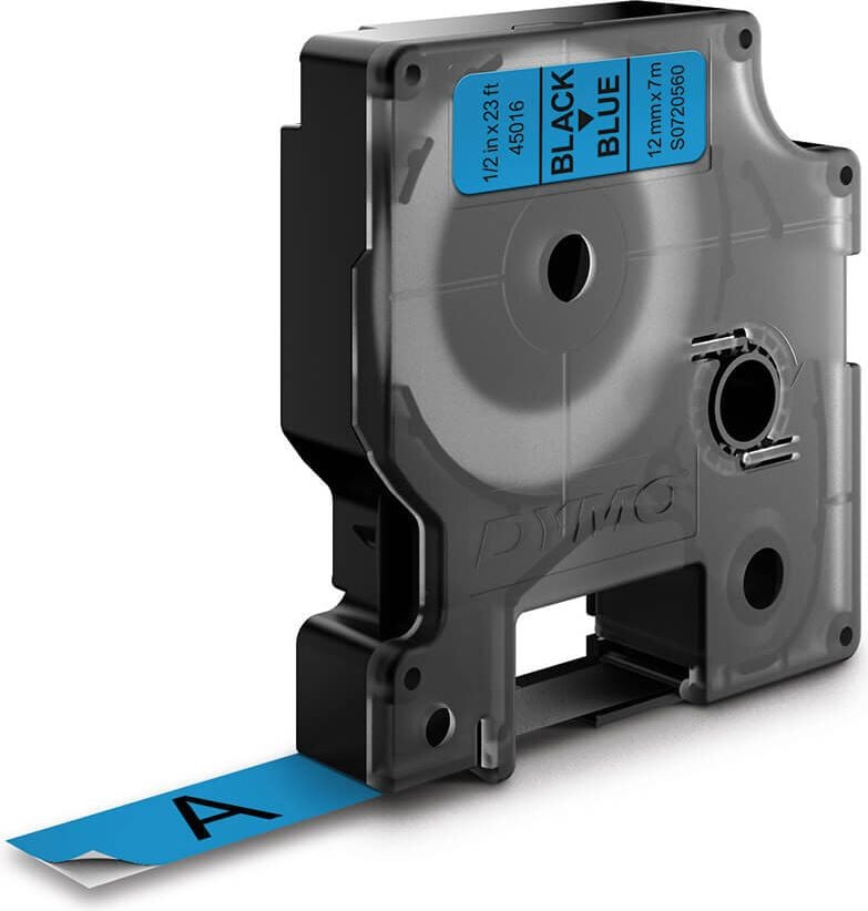 Schriftbänder Dymo D1 45016/S0720560, schwarz auf blau, 12mm/7m