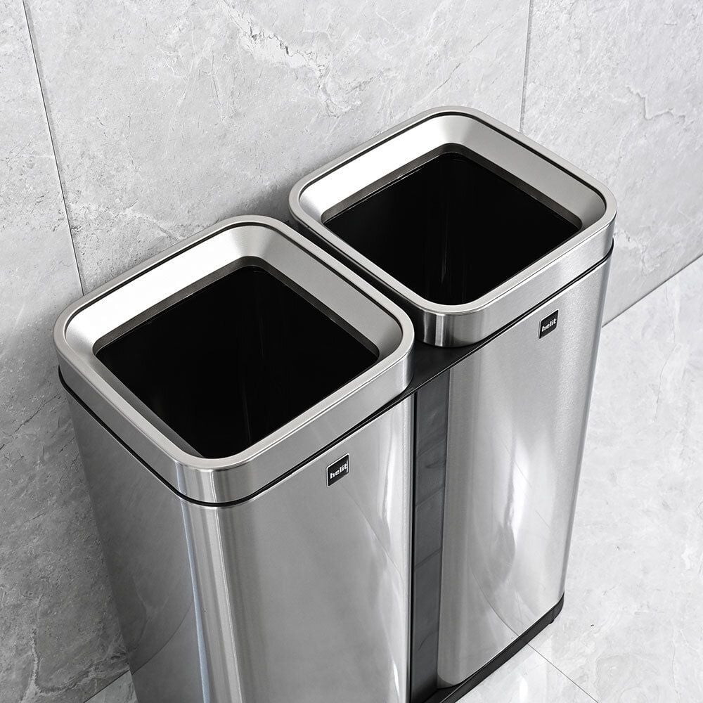 Abfallsammler Helit the twin bin H2404700, 2x30 Liter, Edelstahl