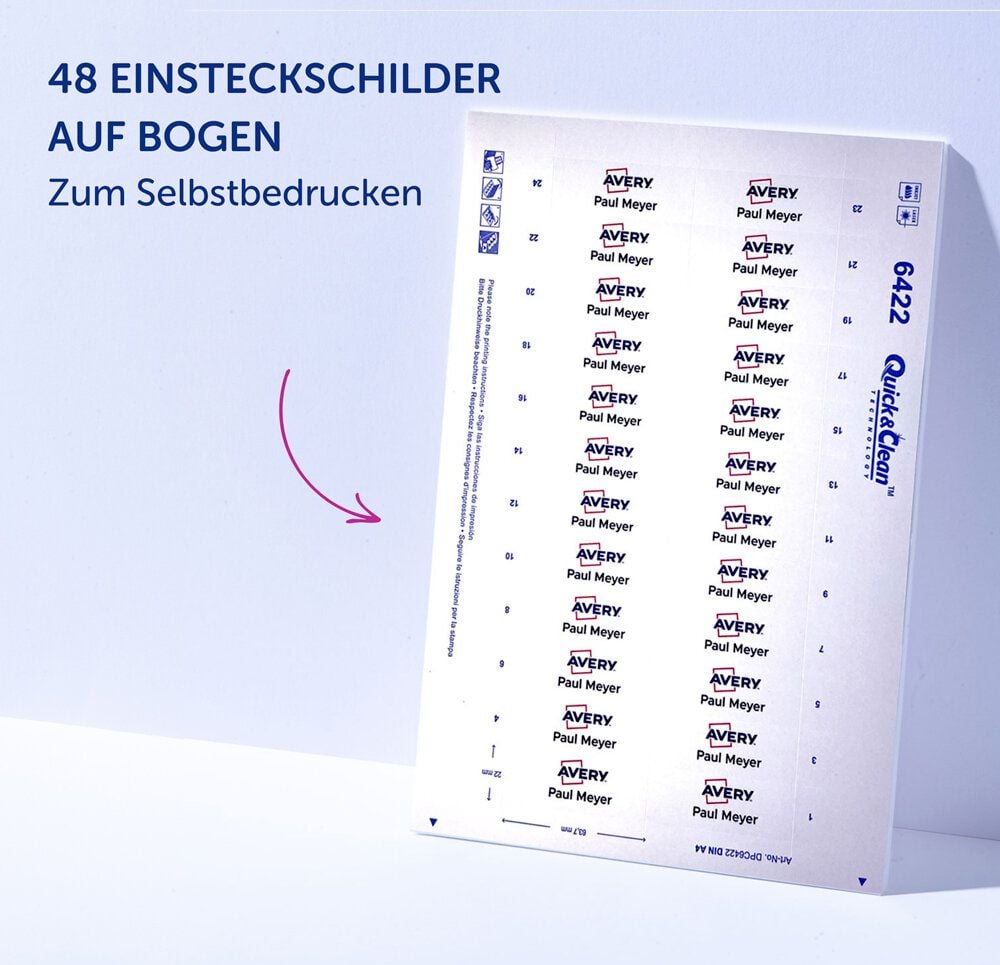 Namensschilder Avery Zweckform POL20MA66-10DR, 68x22mm, verdrehsicher, Doppelmagnet, Edelstahl-Optik, Pack 10 Stück