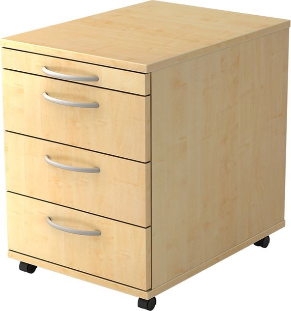 Rollcontainer Hammerbacher Basic 1606BO, 42,8x58x59cm (BxTxH), 3
Schübe, Bogengriff, ahorn
