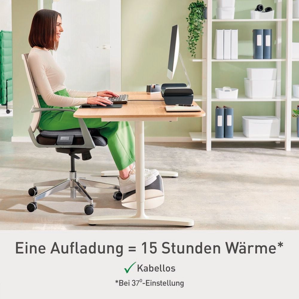Sitzkissen beheizbar Leitz iComfi 65920085, beheizbar, 30x300x400mm, 3 Wärmestufen (bis 43 Grad), kabellos mit Akku, Polyster, grau, grau