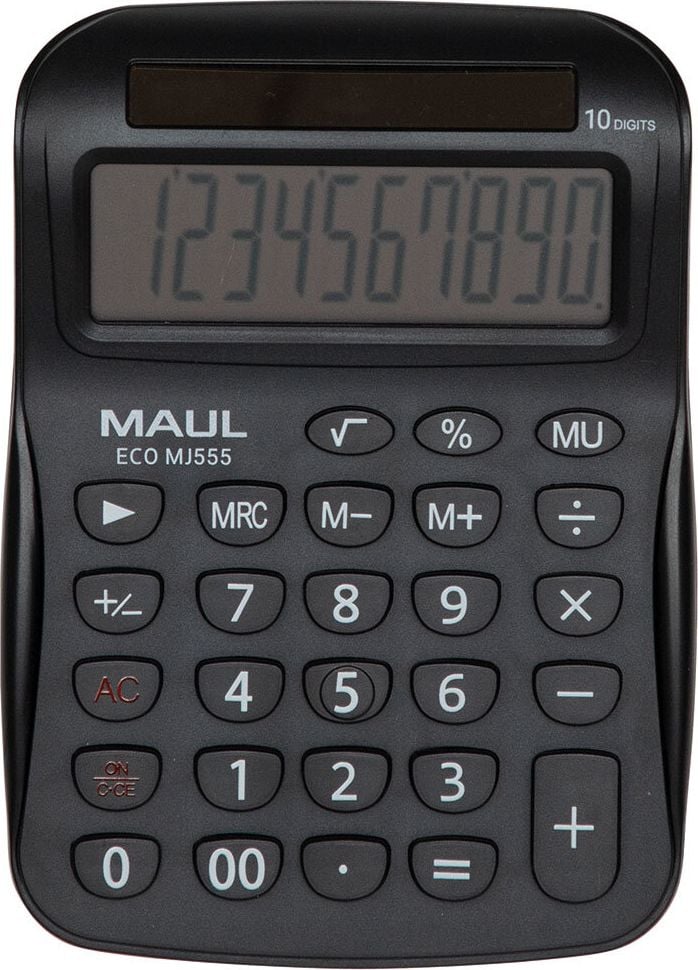 Tischrechner Maul ECO MJ 555 7263590, 10-stelliges LC-Display, Solarbetrieb, Blauer Engel, schwarz