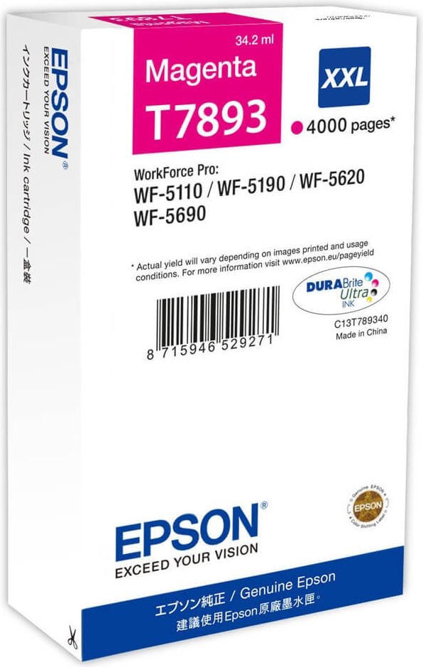 Epson Tintenpatrone T7893, magenta, 34,2ml