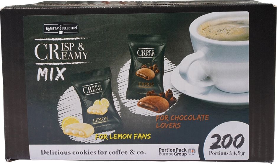 Gebäckmischung Hellma Crisp & Creamy Mix 70103912, 2 Sorten, einzeln verpackt,
Karton 200 Stück je 4,94g