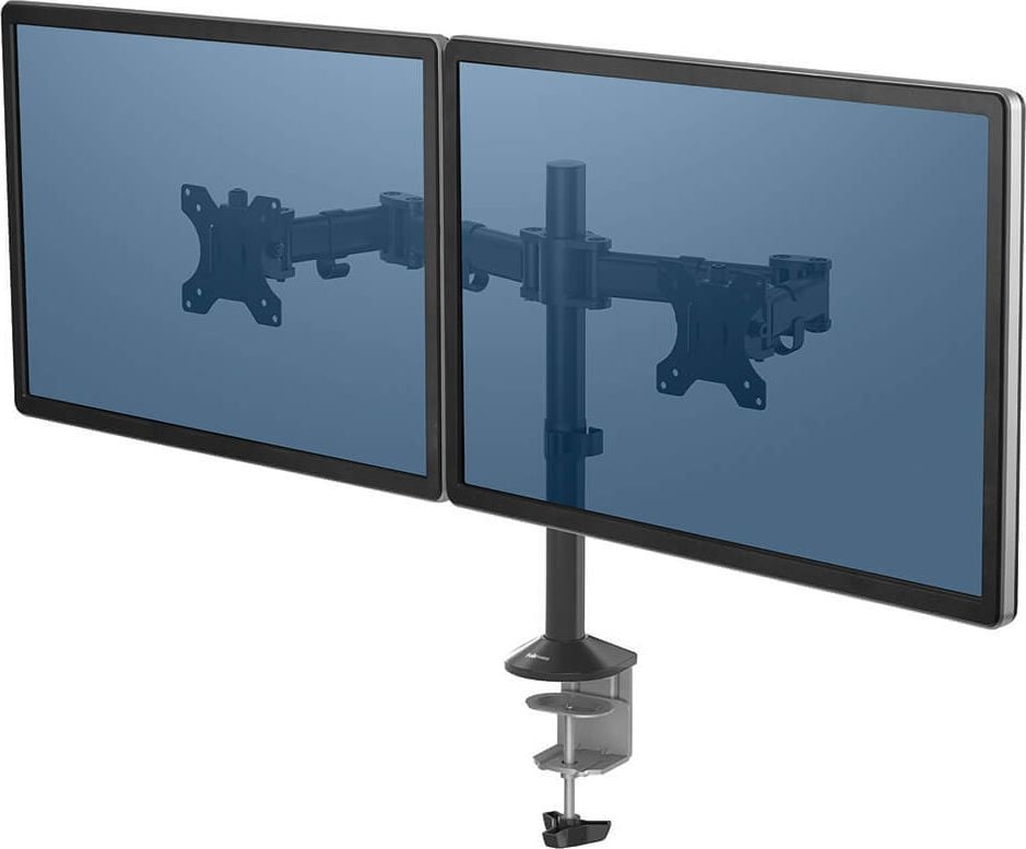Monitorhalter Fellowes Reflex Doppel Monitorarm 8502601, 2 Arme, Tragfähigkeit bis zu 8 kg pro Arm, höhen- und tiefenverstellbar, Klemmhalterung