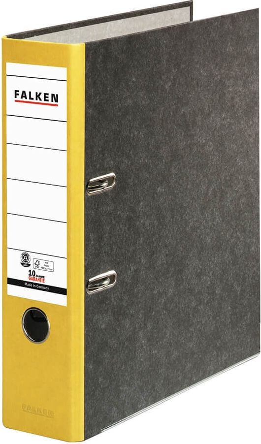 Ordner A4 Falken Recycling 80024, 80mm, farbiger Rücken, A4, 8cm Rücken, farbiger Rücken, gelb