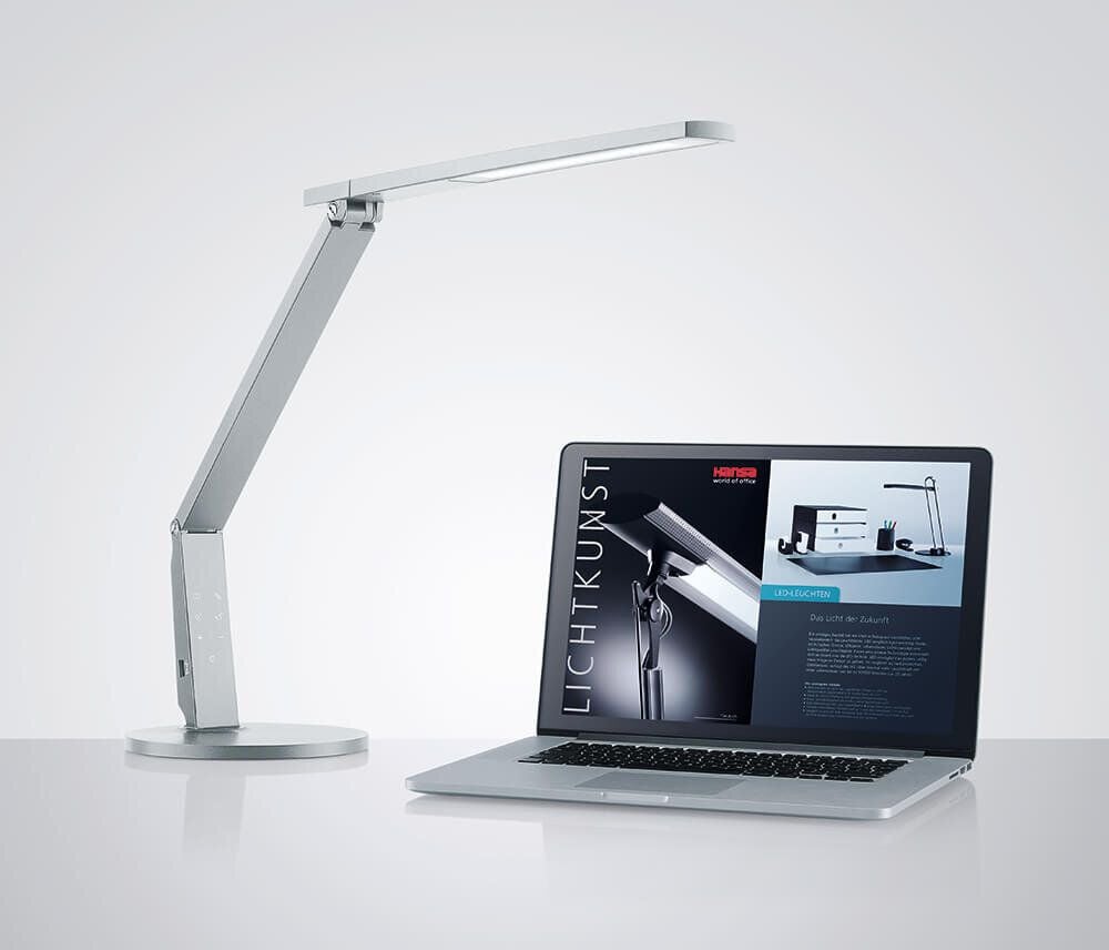 LED-Schreibtischleuchte Hansa LED Vario Plus 41-5010, 10,5 W, LED (warmweiß-tageslichtweiß), 620lm, stufenlos dimmbar, 4 Farbtemperaturstufen, USB-Anschluss, Standfuß, champagner