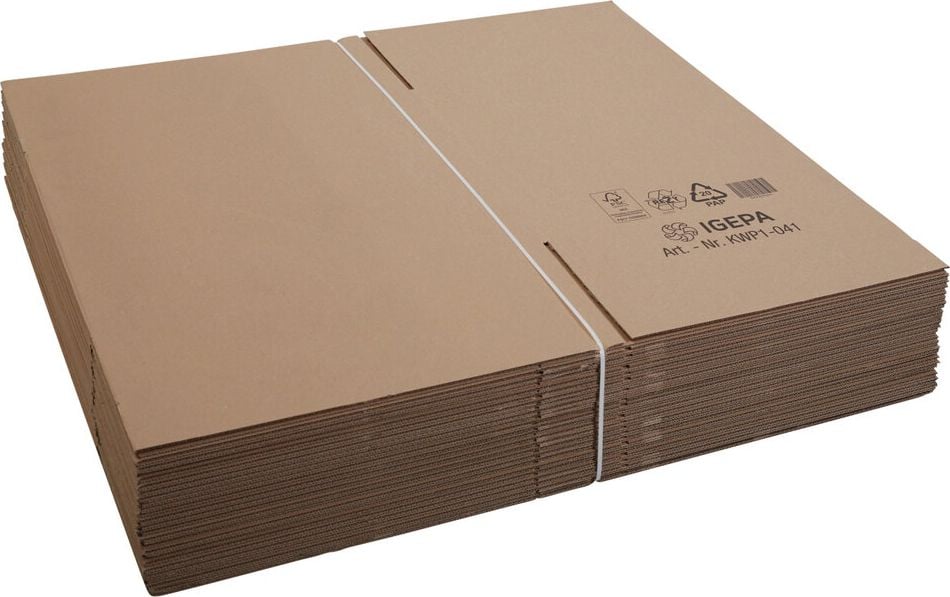 Versandkarton FEFCO 0201 KWP1-041, 500x400x400mm (LxBxH), braun, ohne
Höhenrillung, Pack 25 Stück