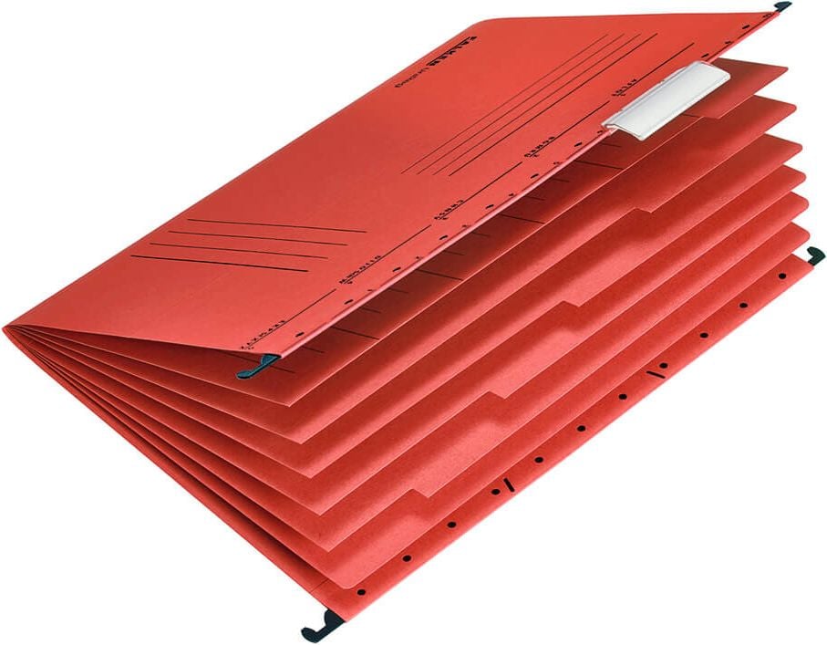 Hängemappe Falken Projekt-/Personalmappen UniReg 1504658, seitlich offen, 6 Trennblätter, Kraftkarton
(RC) 230 g/m², Blauer Engel, rot