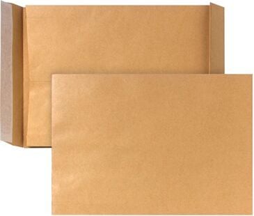 Faltentaschen B4, 250x353x40mm Falte, Haftklebung, braun Pack
250 Stück