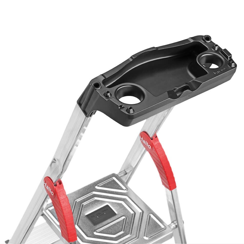 Stehleiter Hailo StandardLine L60 8160-407, Sicherheits-Stufenstehleiter, 4 Stufen,
belastbar bis 150 kg, Multifunktions-
Ablageschalensystem