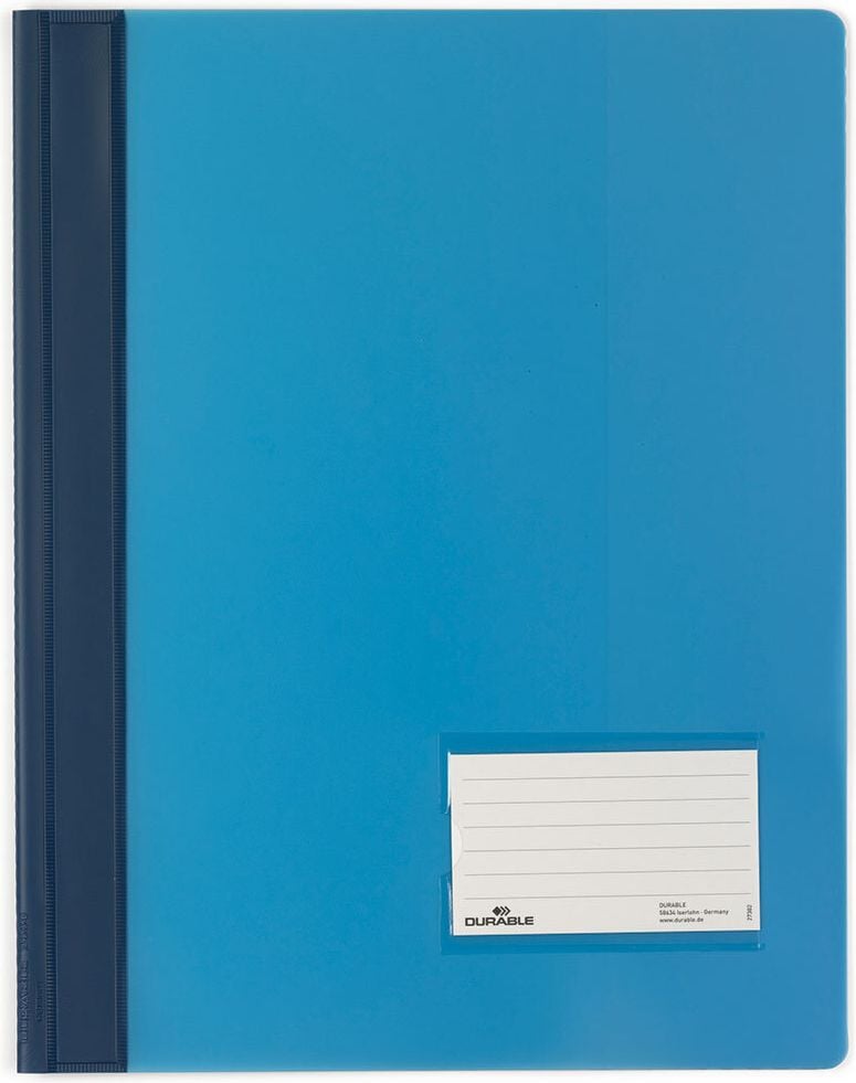 Schnellhefter Durable DURALUX A4 Überbreite 2680, Hartfolie, farbiger Vorder- und Rückdeckel,
Innentasche, hellblau