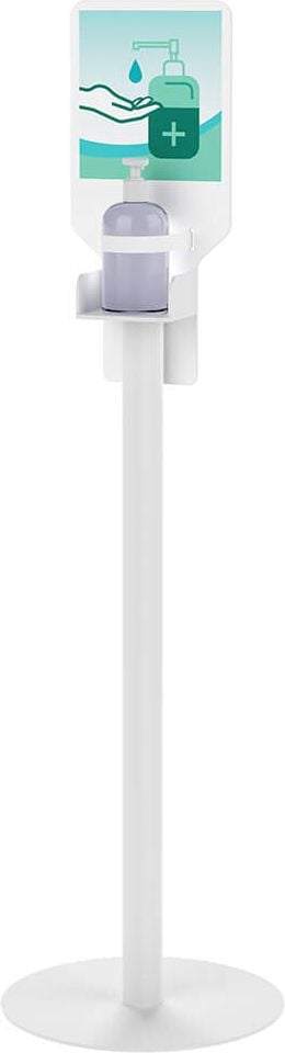 Desinfektionsmittel-Station Paperflow PUGH.13, für Desinfektionsmittel, mit Ständer und
Infotafel (Stahl/Polystyrol,) weiß